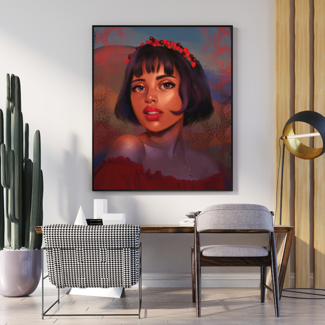 Lady In Red Canvas Painting