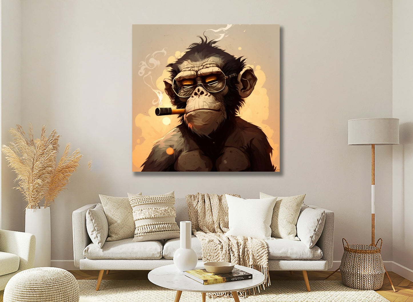 Hippy Monkey Framed Wall Decor