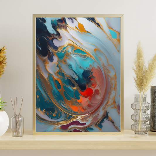 'Colorful Marble' canvas painting with vibrant, swirling marble patterns. Ideal for adding elegance and a burst of color to any room. Elevate your space with this striking artwork—shop now!